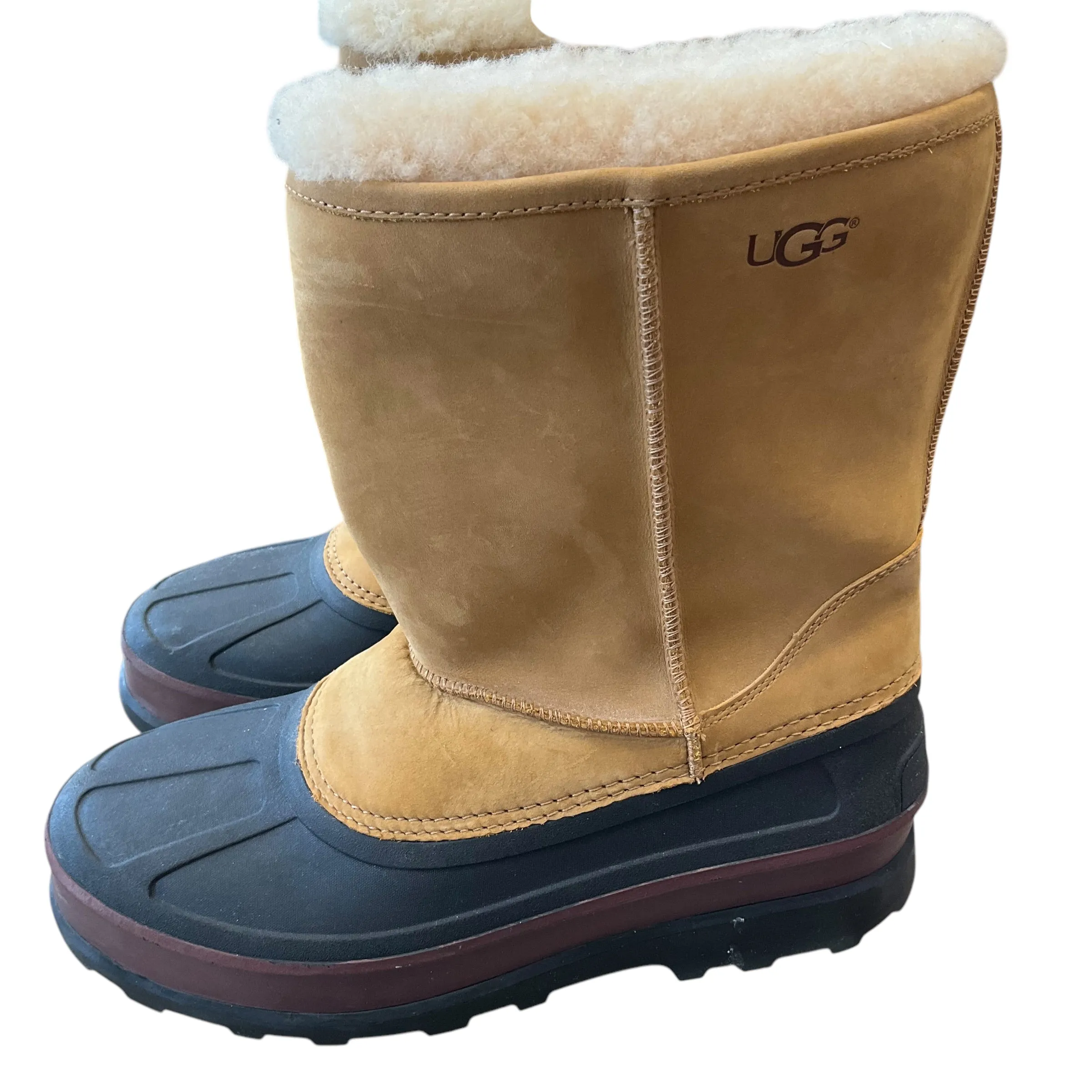 SIZE 12 Ugg CHESTNUT BOOTS With Faux Fur Lining