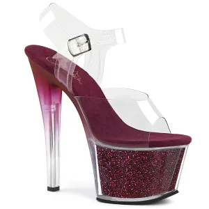 SKY-308G-T Burgundy Tinted 7 Inch Heel Sexy Platform Stripper Shoes