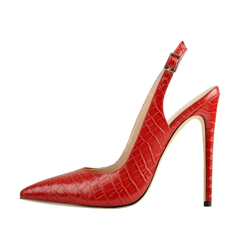 Sling Back Pumps Pointed Toe Ankle Strap Shoes