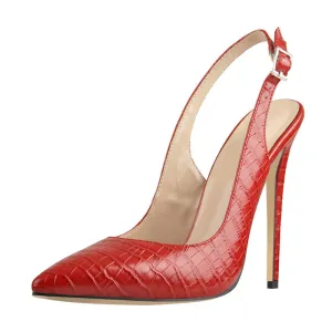 Sling Back Pumps Pointed Toe Ankle Strap Shoes