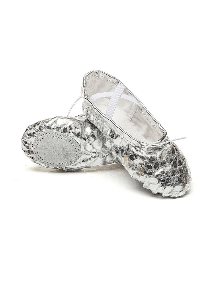 Soft Sole Ballet Shoes Sequined PU Dance Performance Shoes