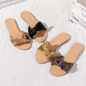 summer vintage bow chic and elegant fashionable slippers.