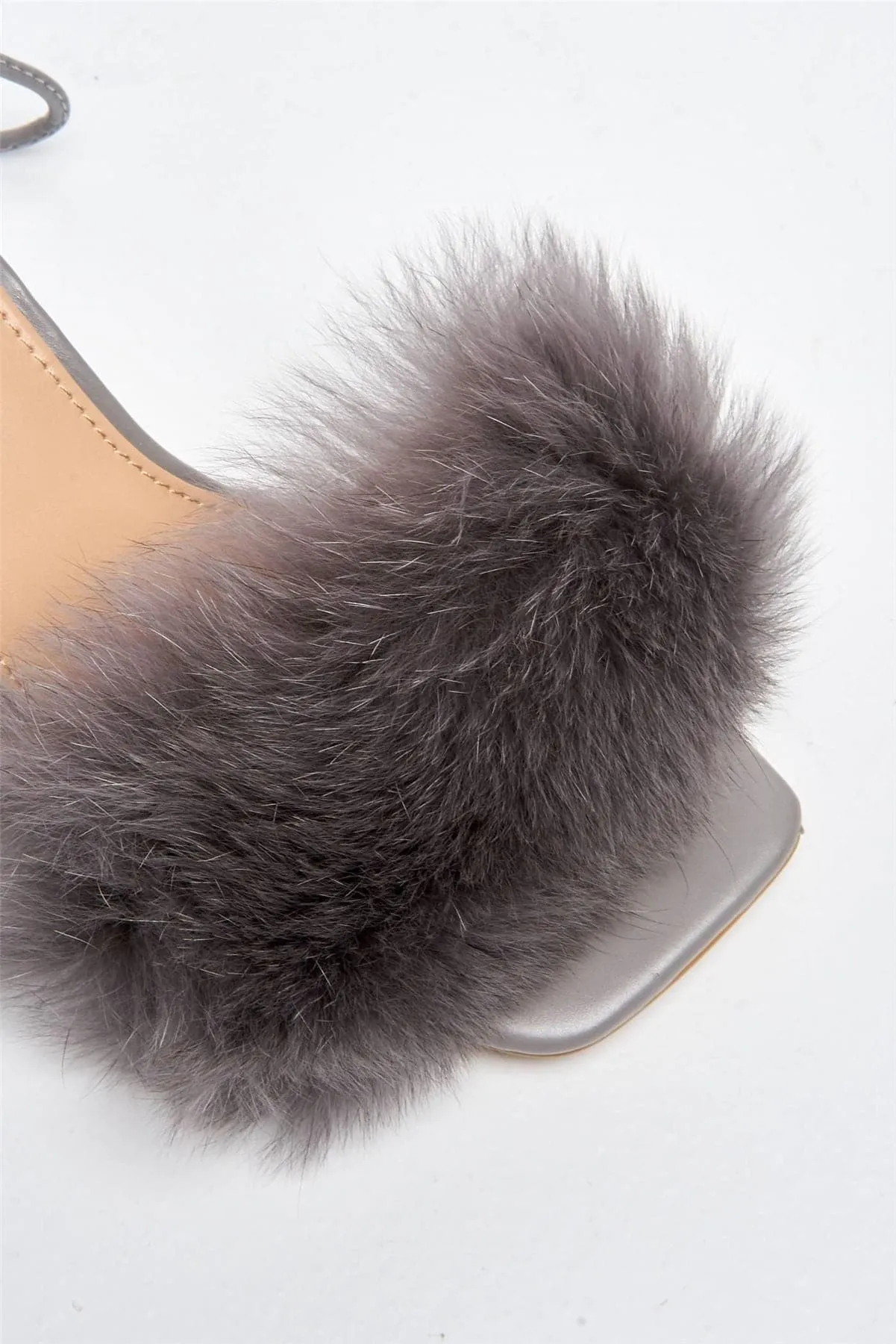 The GC Fluffy Lace-up Heels in Grey