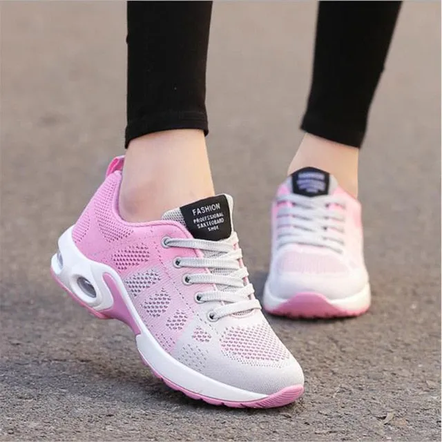 Women Air Cushion Sneakers Breathable Running Shoes Men Women Outdoor Fitness Sports Shoes Female Lace-up Casual Shoes