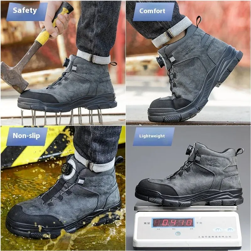 Work Boots Men Steel Toe Shoes Safety Boots Puncture