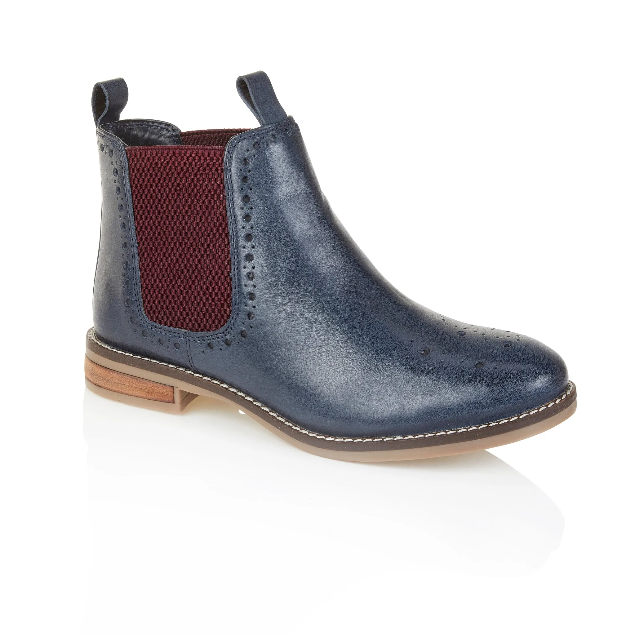 Zoey Leather Brogue Boot - Blue